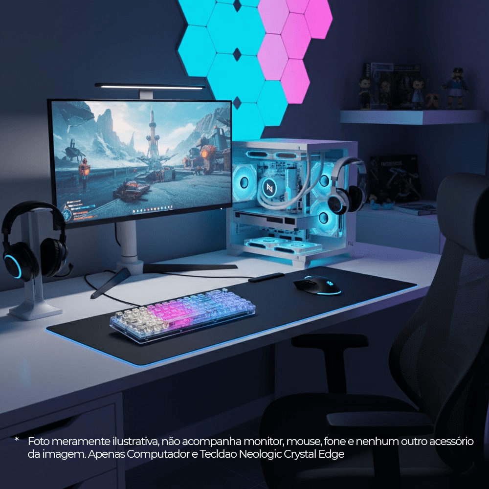 Pc Gamer Ryzen 5 4500, 16GB 3200Mhz, (RX 580 8GB), A520M, SSD 480GB, 500W 80 Plus, 3 fans RGB, Teclado Mecanico Crystal Edge, Neologic - NLI91509 - Imagem 4
