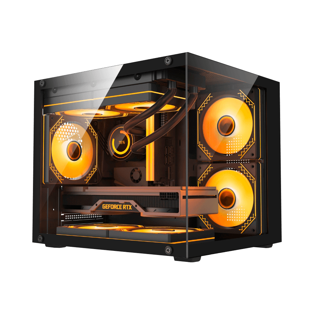Gabinete Gamer Duex Aquário, Mid-Tower, Lateral e Frontal de Vidro, Preto, 3 Fans RGB - DXGA325BK