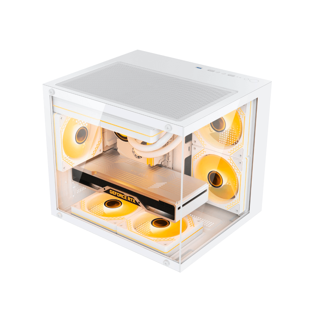 Gabinete Gamer Duex Aquário, Mid-Tower, Lateral e Frontal de Vidro, Branco, 3x Fans ARGB - DXGA325WH - Imagem 4
