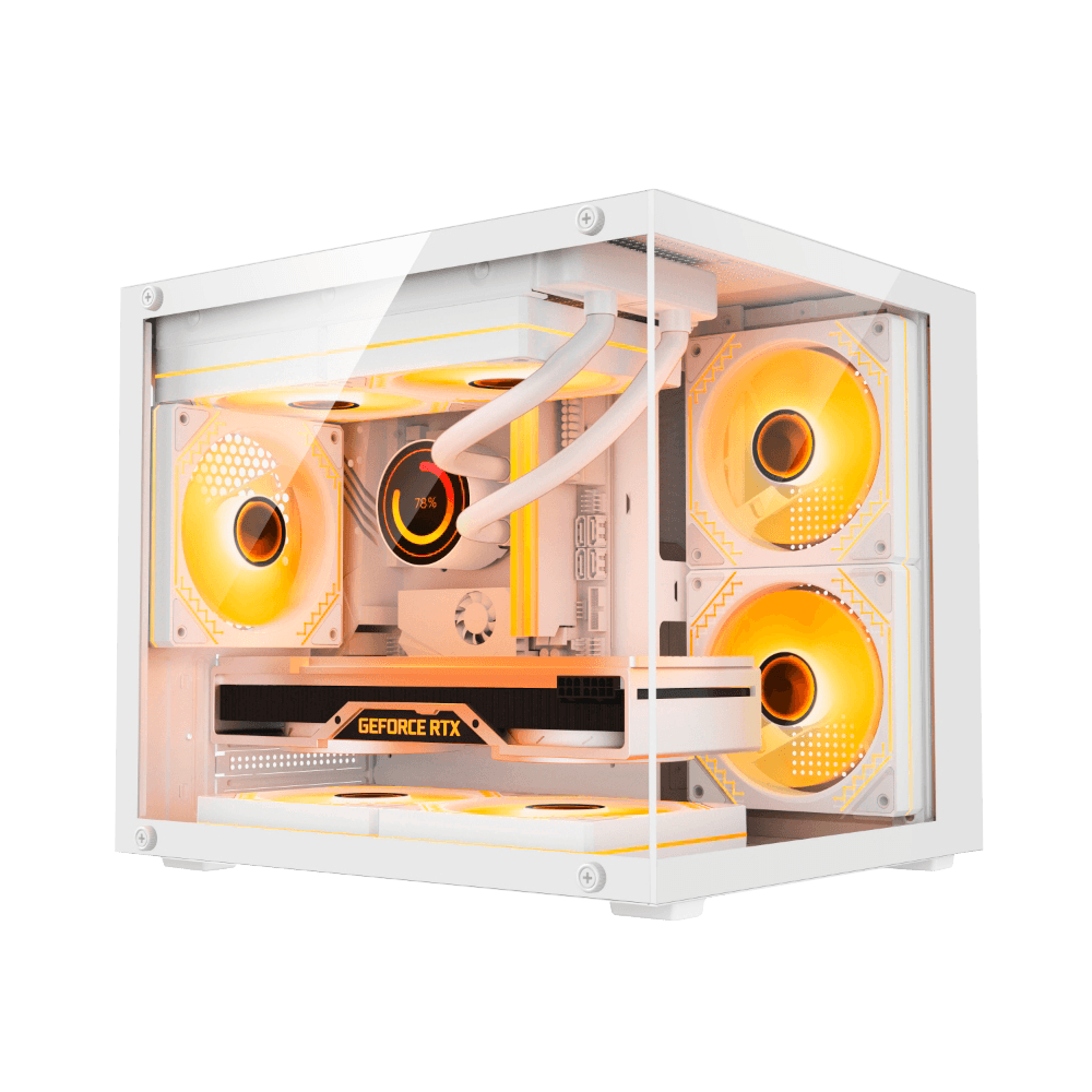 Gabinete Gamer Duex Aquário, Mid-Tower, Lateral e Frontal de Vidro, Branco, Sem Fans - DXGA325WH