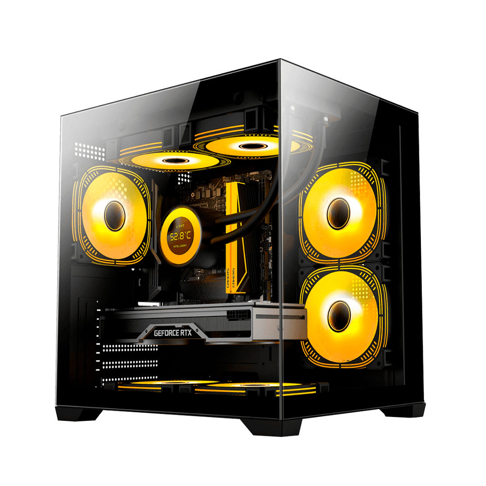Gabinete Gamer Duex Aquário, Mid-Tower, Lateral e Frontal de Vidro, Preto, 3x Fans RGB - DXGA275BK