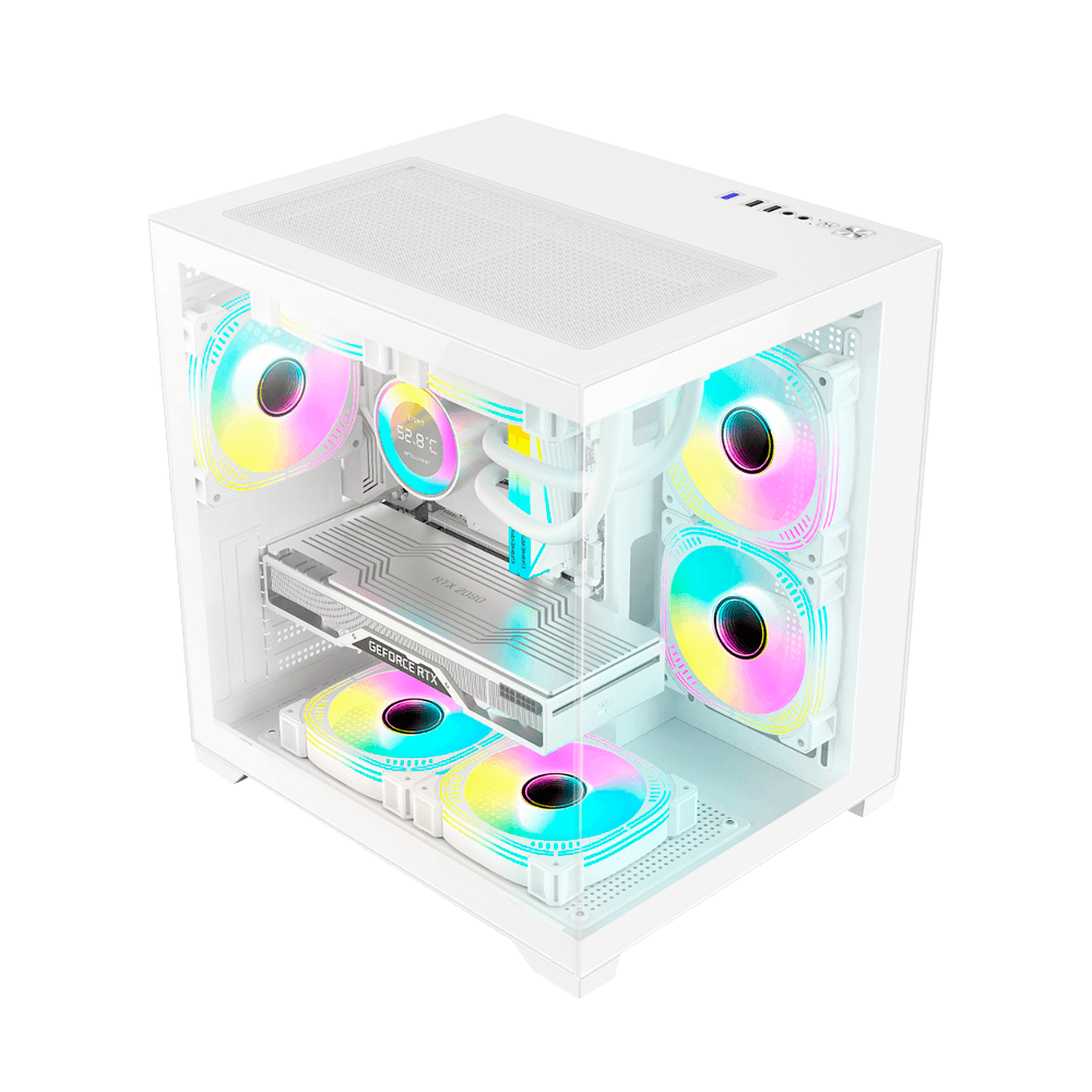 Gabinete Gamer Duex Aquário, Mid-Tower, Lateral e Frontal de Vidro, Branco, 3x Fans RGB - DXGA275WH - Imagem 4